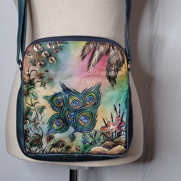 BIACCI HAND PAINTED CROSSBODY Leather PURSE - Picture 5 of 12